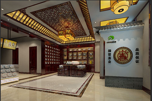 连云港古朴典雅的中式茶叶店大堂设计效果图