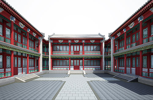 连云港北京四合院设计古建筑鸟瞰图展示